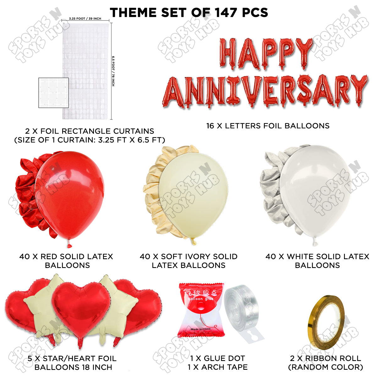 Happy Anniversary Red Foil Letter Arch Theme Collection