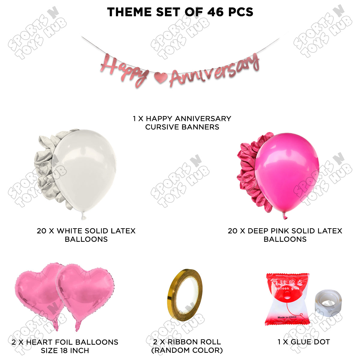 Happy Anniversary Pink Cursive Banner Garland Theme Collection