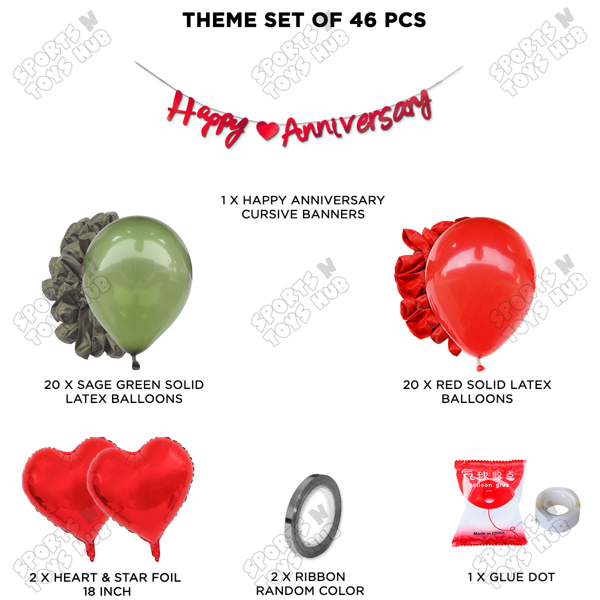 Happy Anniversary Red Cursive Banner Garland Theme Collection