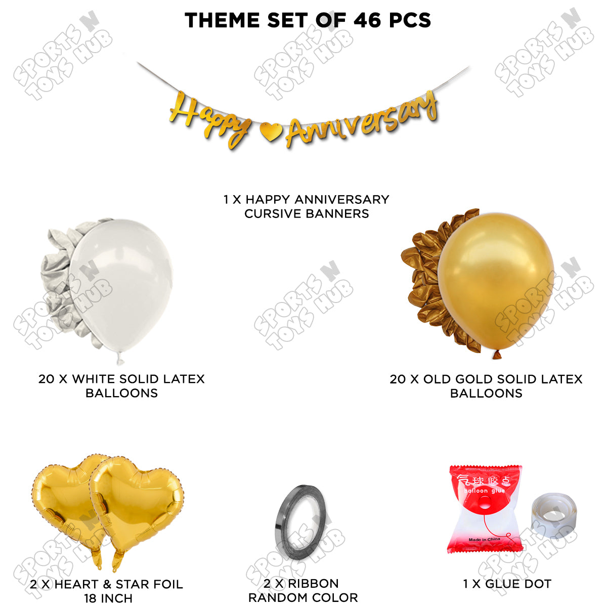 Happy Anniversary Gold Cursive Banner Garland Theme Collection