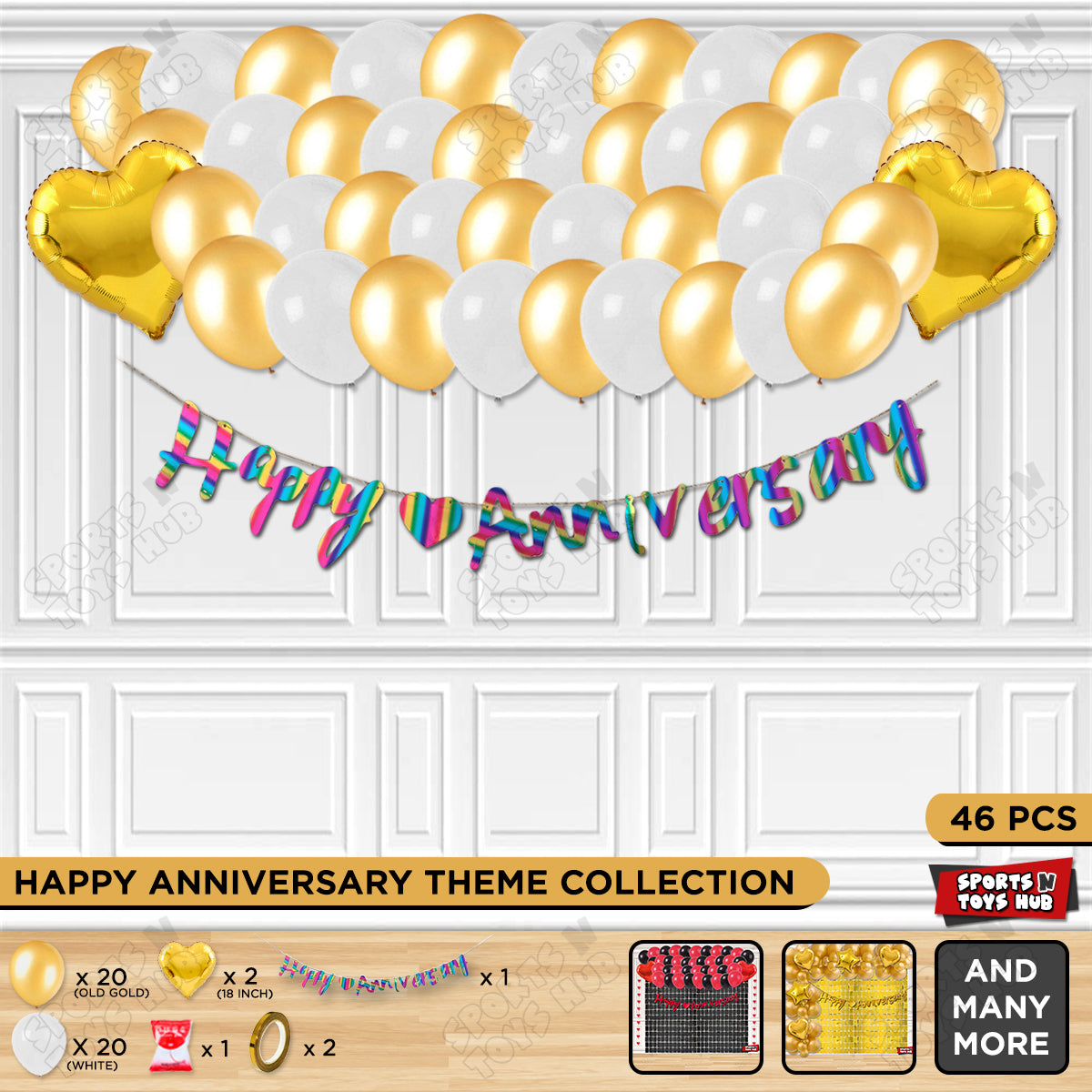 Happy Anniversary Multi Color Cursive Banner Garland Theme Collection