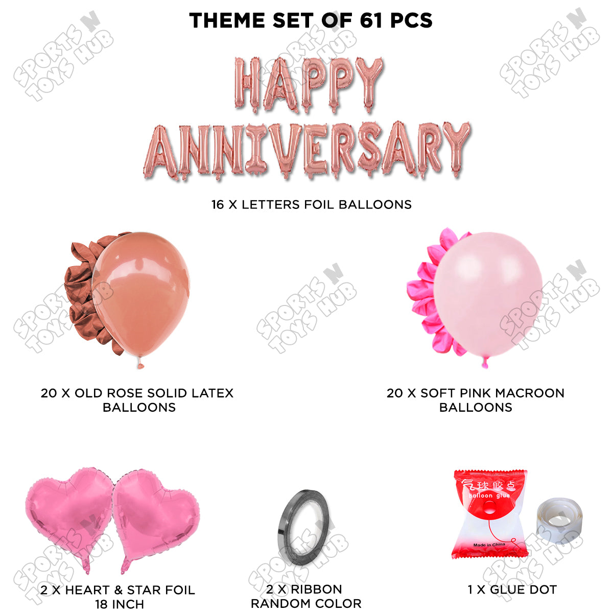 Happy Anniversary RoseGold Foil Letter Garland Theme Collection