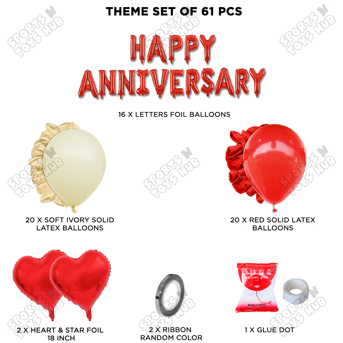 Happy Anniversary Red Foil Letter Garland Theme Collection