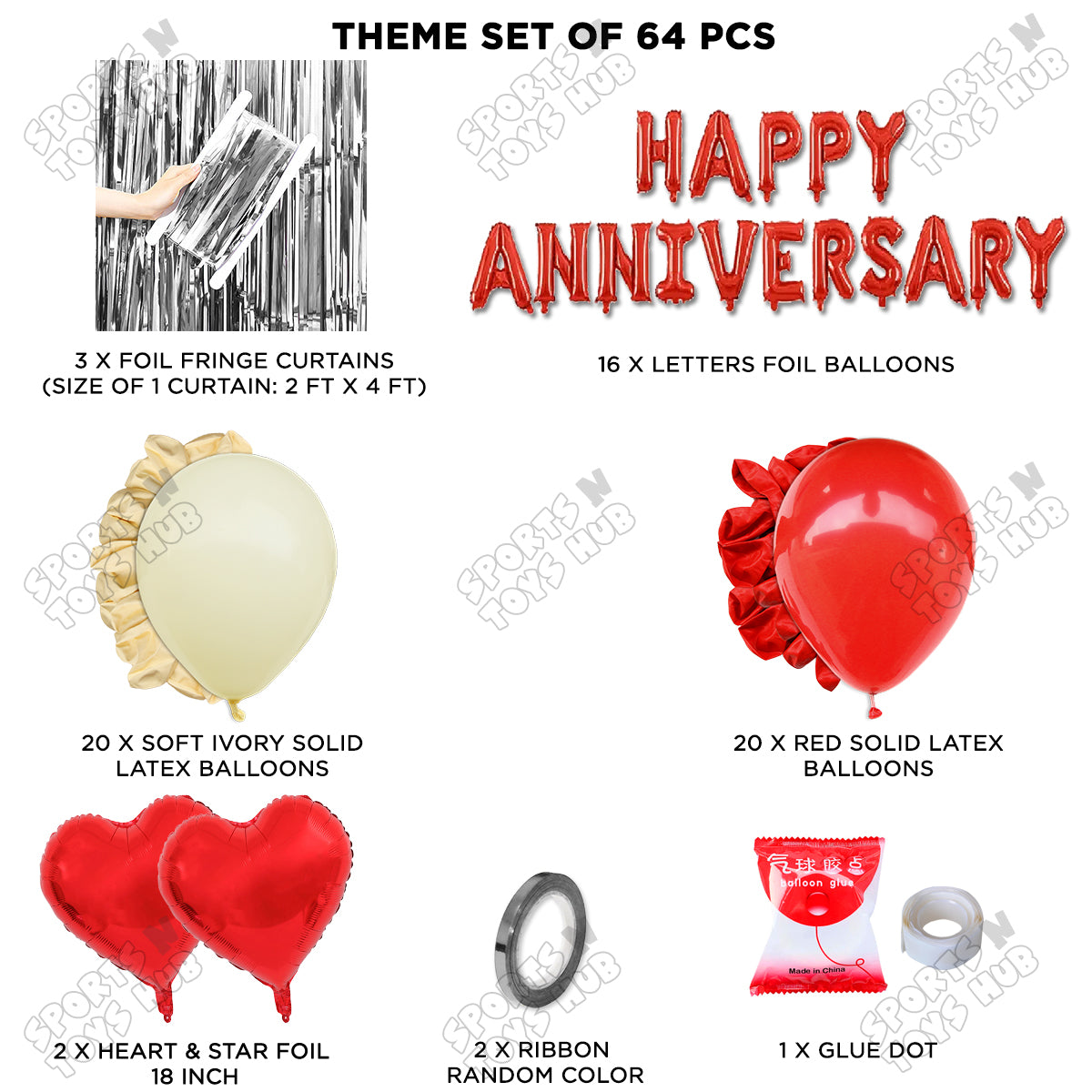 Happy Anniversary Red Foil Letter Curtain Theme Collection