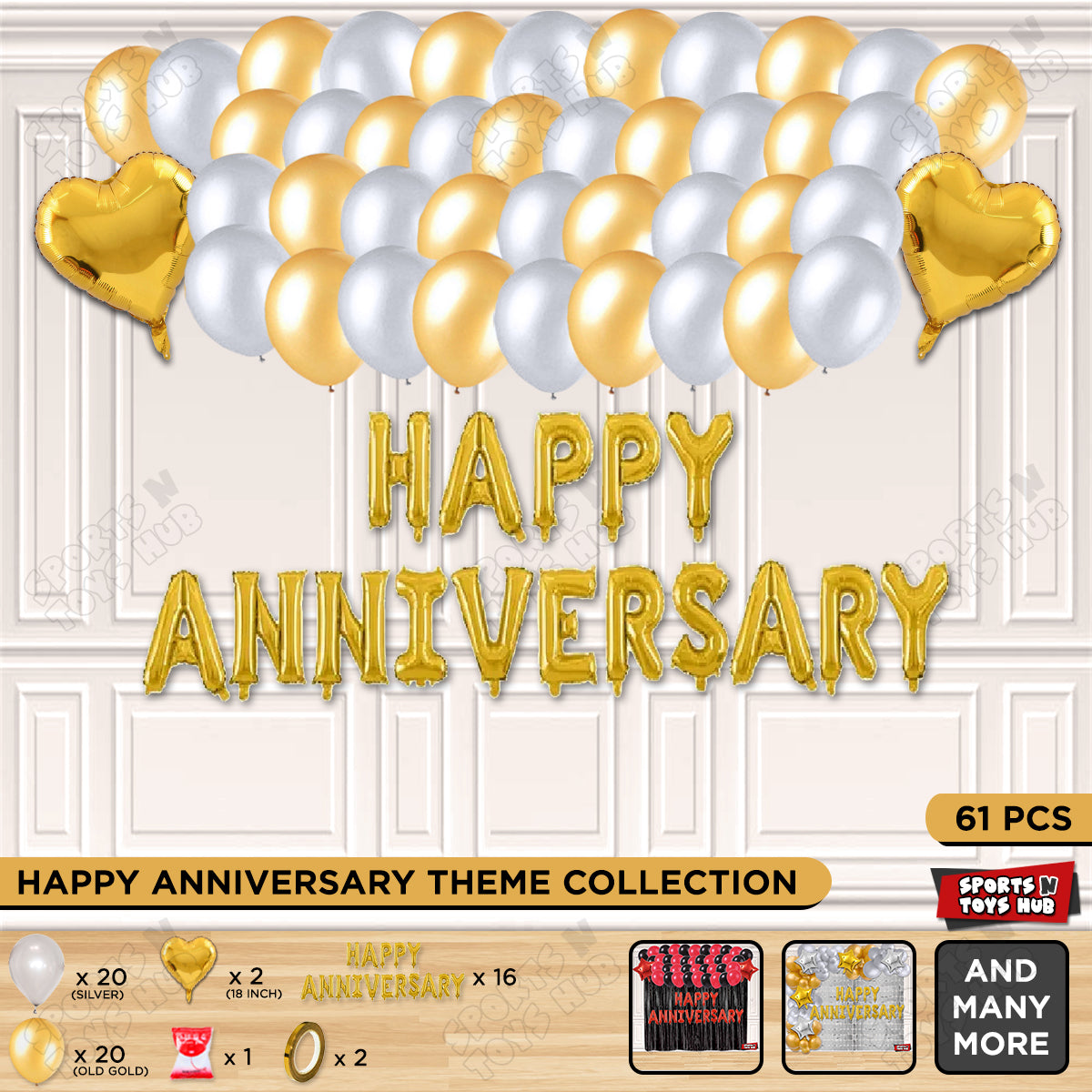 Happy Anniversary Gold Foil Letter Garland Theme Collection