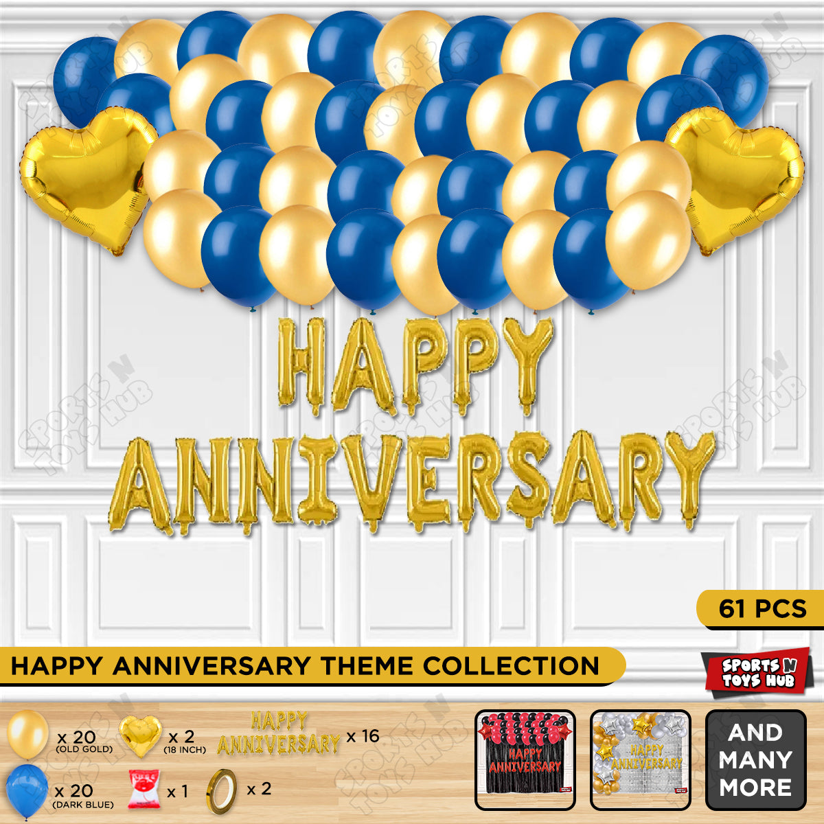 Happy Anniversary Gold Foil Letter Garland Theme Collection