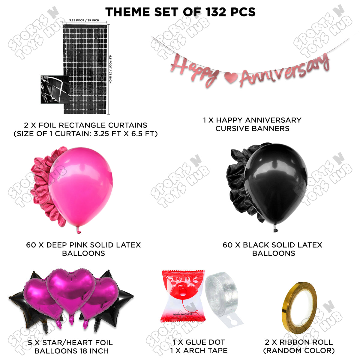 Happy Anniversary Pink Cursive Banner Arch Theme Collection