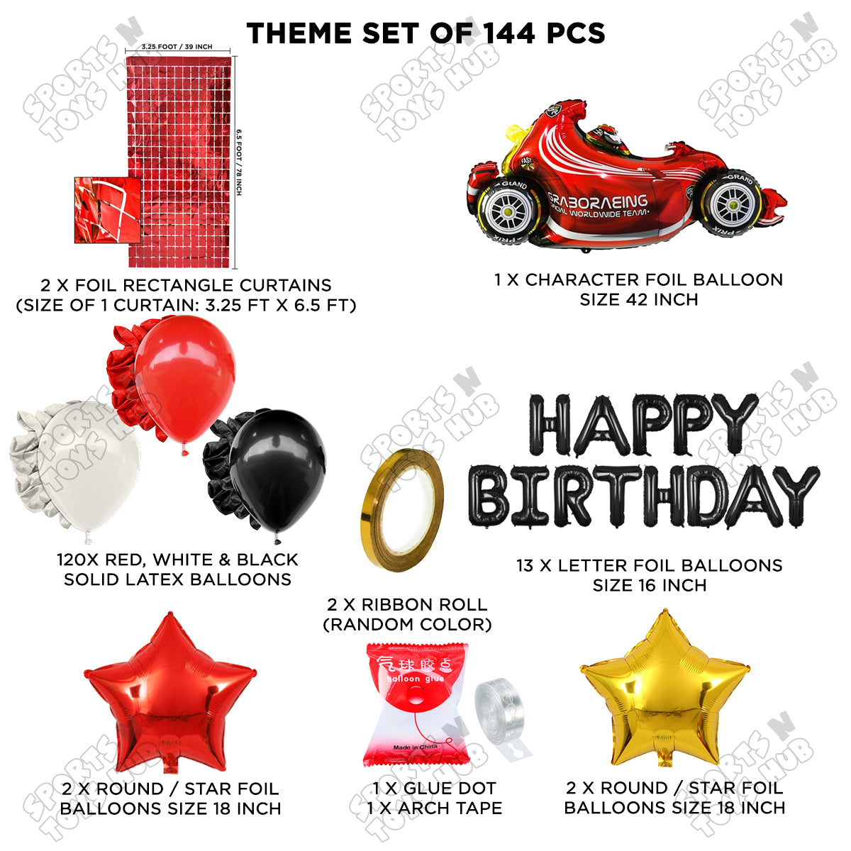 Formula One Foil Balloon Arch Theme