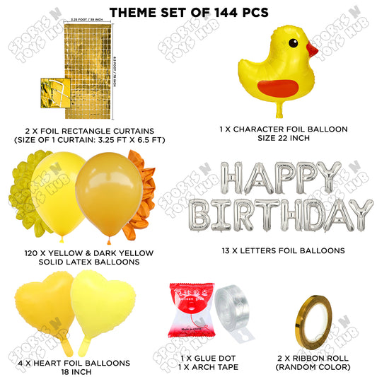 Pastel Color Chick Cartoon Foil Balloon Set with Happy Birthday Foil Letter Arch Theme