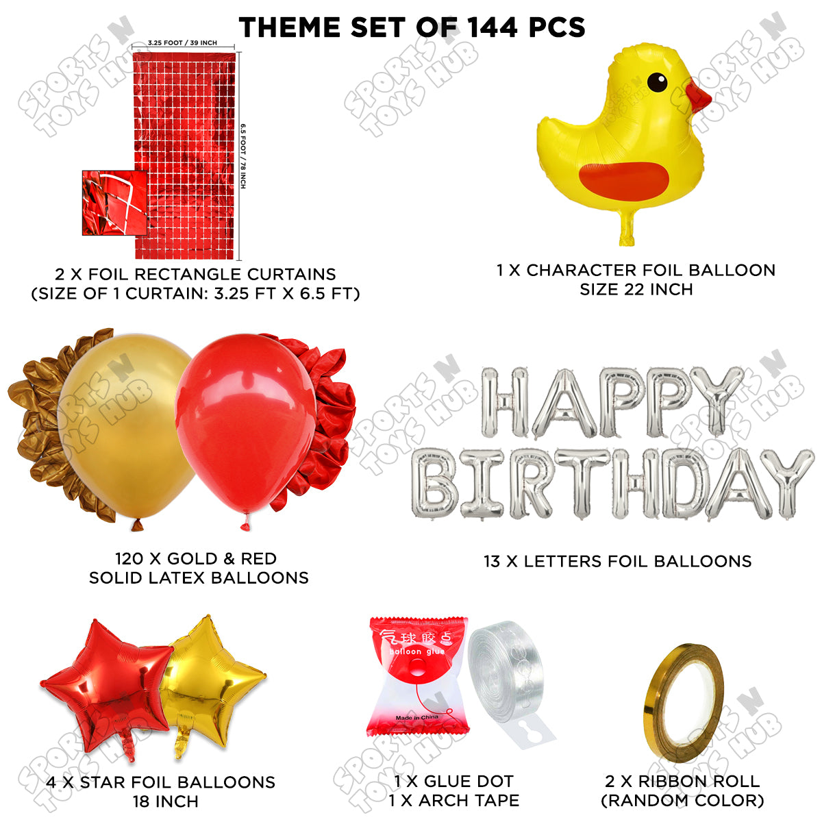 Chick Cartoon Foil Balloon Stand Set With Happy Birthday Foil Letter Arch Theme