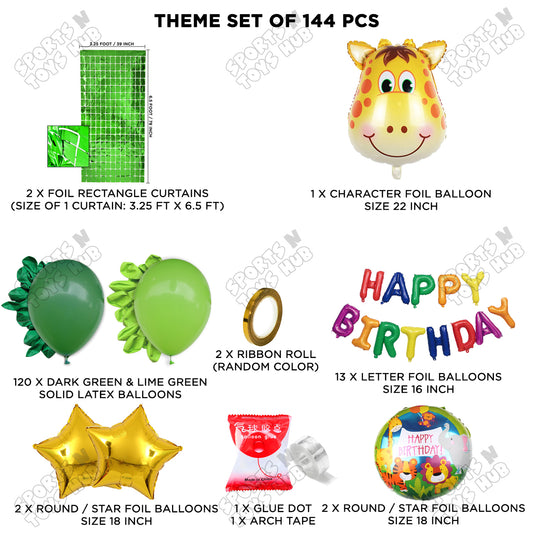 Giraffe Face Jungle Safari Foil Balloon With Happy Birthday Foil Letter Arch Theme