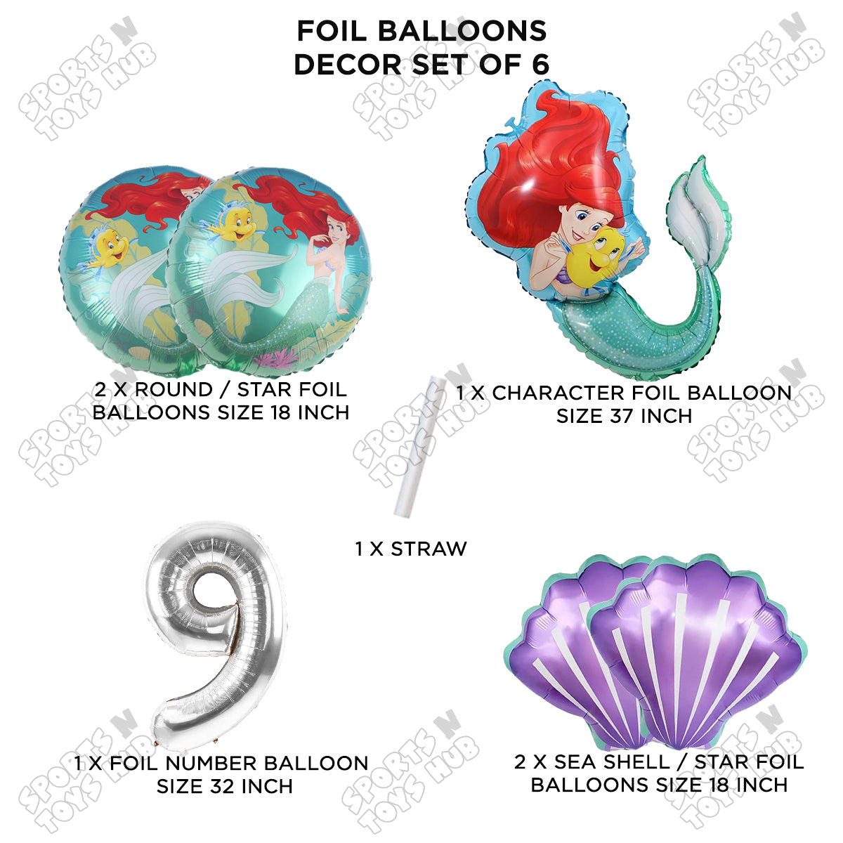 @riel Foil Balloon Set With Number Collection - Pack Of 6