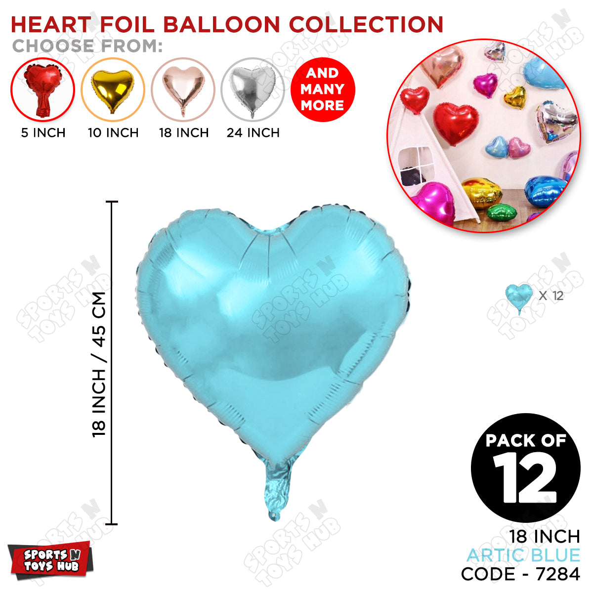 18 Inch - Artic Blue Heart Foil Balloon