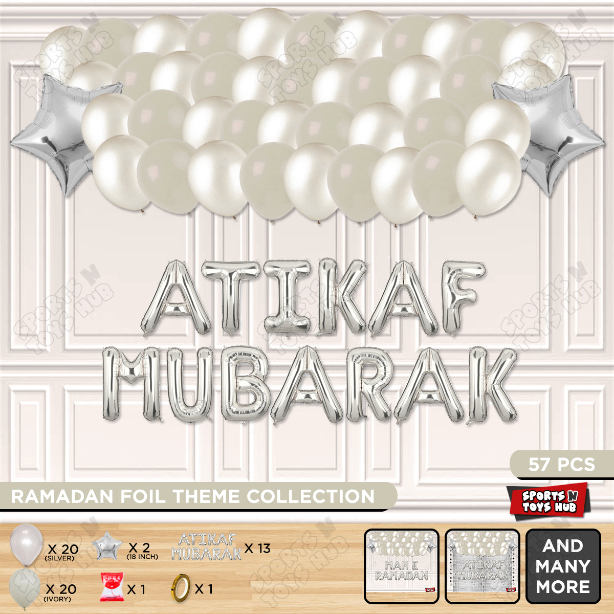 Atikaf Mubarak Foil Balloon Garland Theme Collection