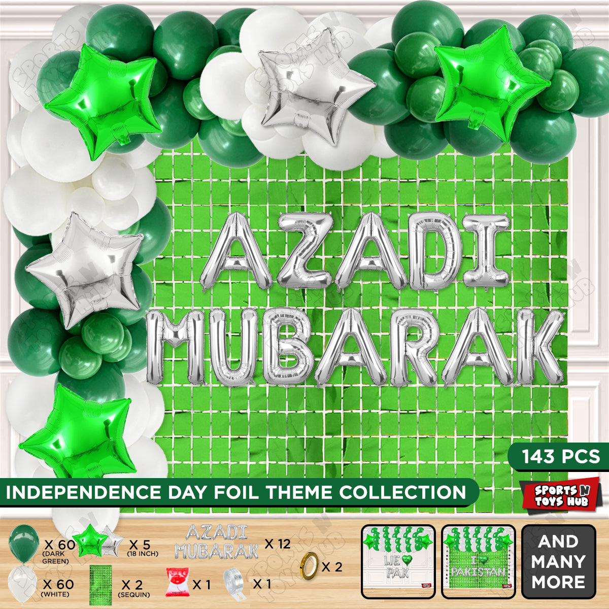 Azadi Mubarak Foil Letters Theme Collection