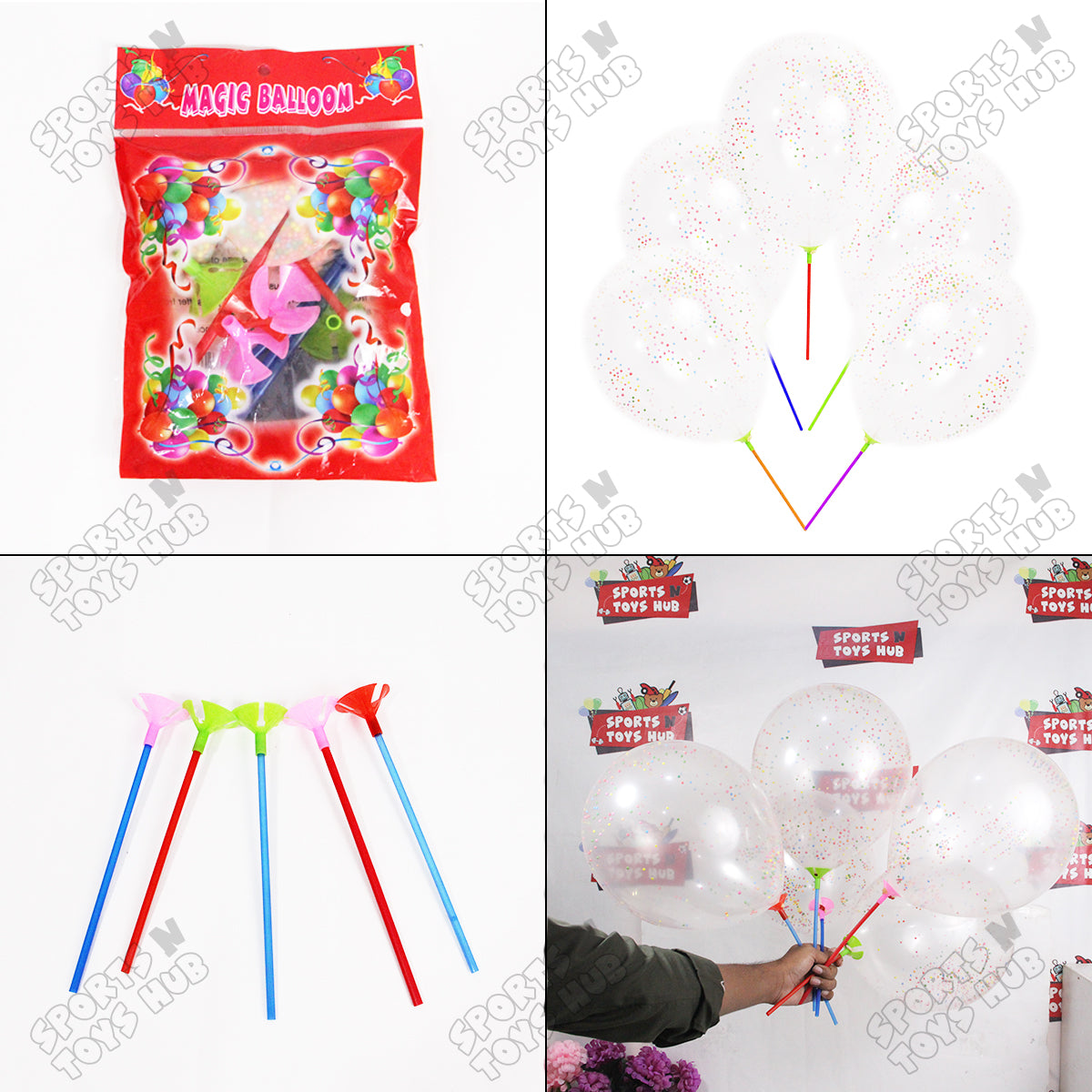Thermocol Ball Confetti Latex Balloons - 5 Pcs