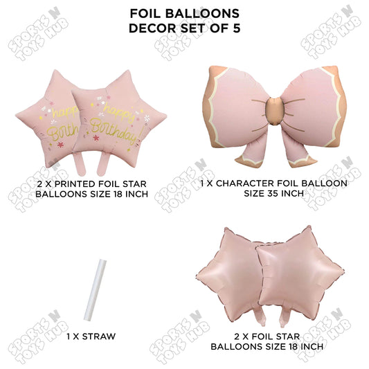 Pastel Matte Bow Pack Of 5 Foil Balloon Set