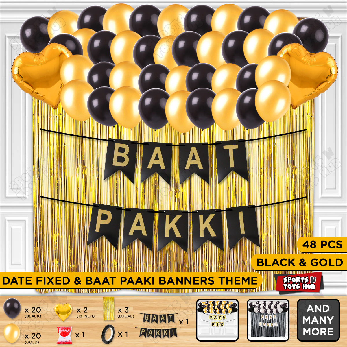 Baat Pakki Card Banner Theme - Black & Gold