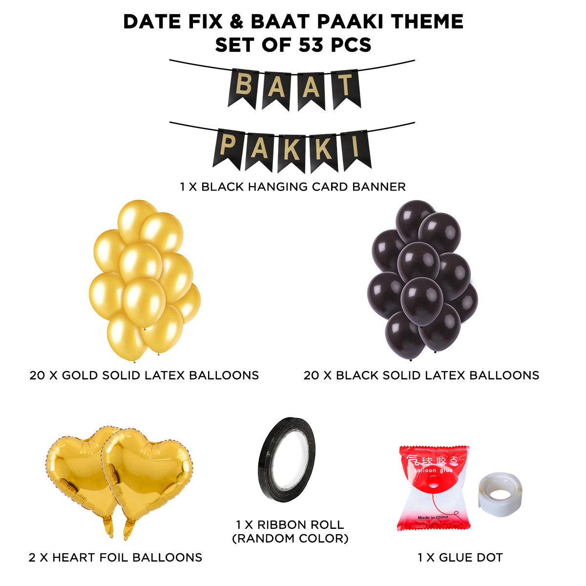 Baat Pakki Card Banner Theme - Black & Gold