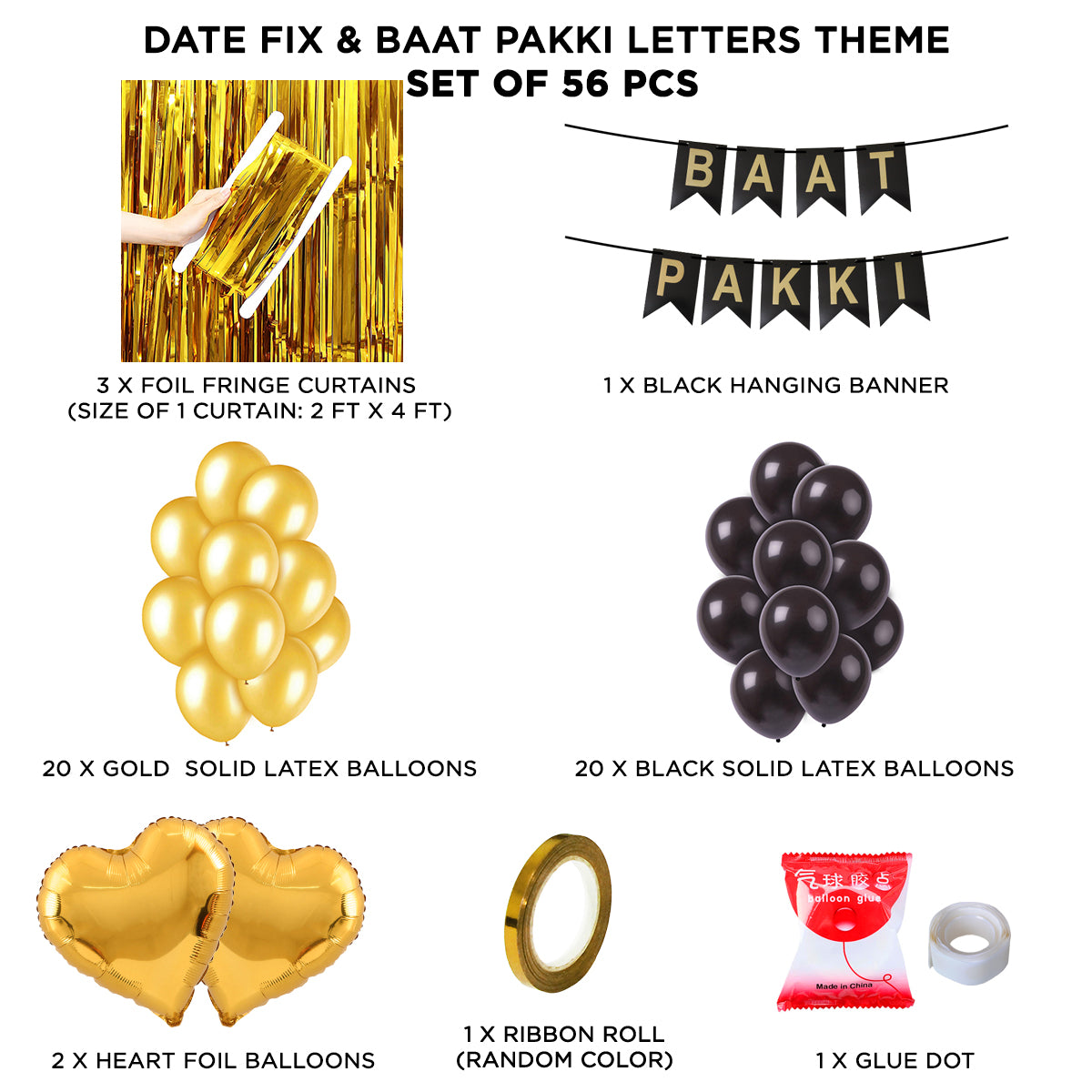 Baat Pakki Card Banner Theme - Black & Gold
