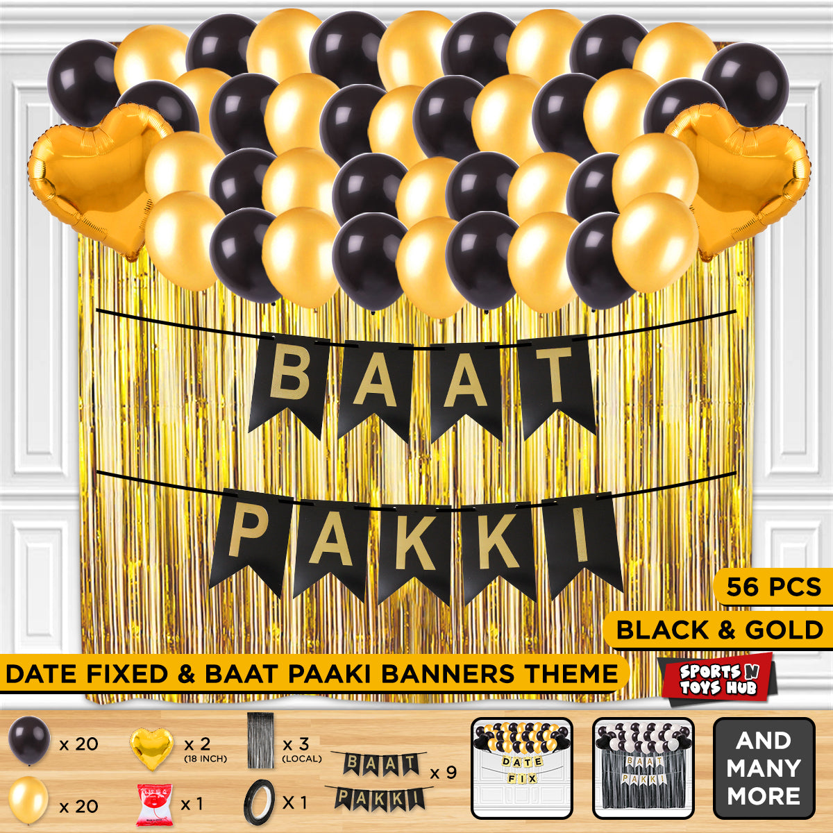 Baat Pakki Card Banner Theme - Black & Gold