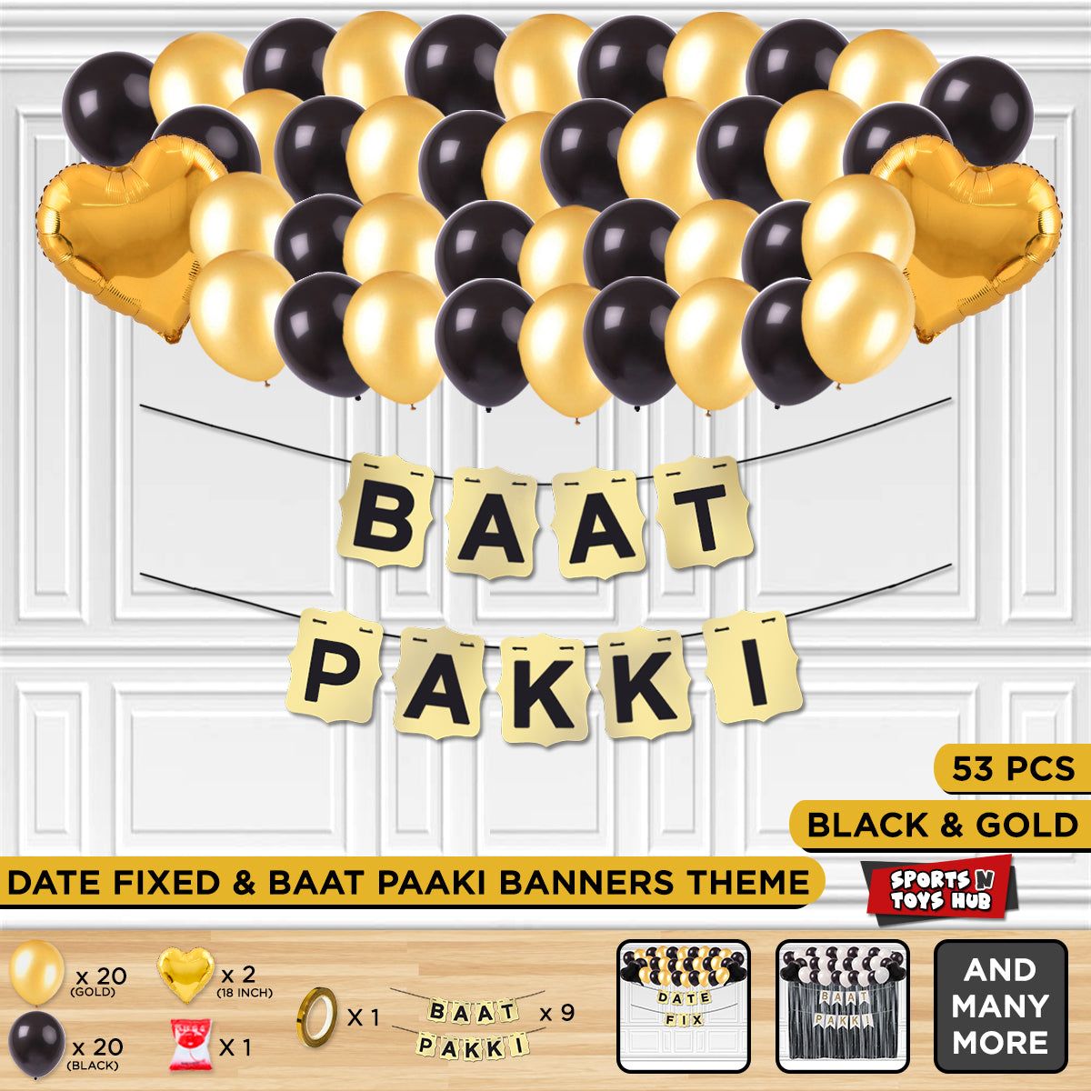 Baat Pakki Card Banner Theme - Gold