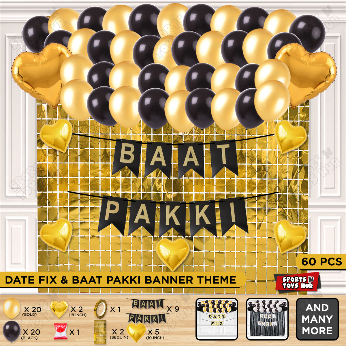 Baat Pakki Card Banner Theme - Black & Gold