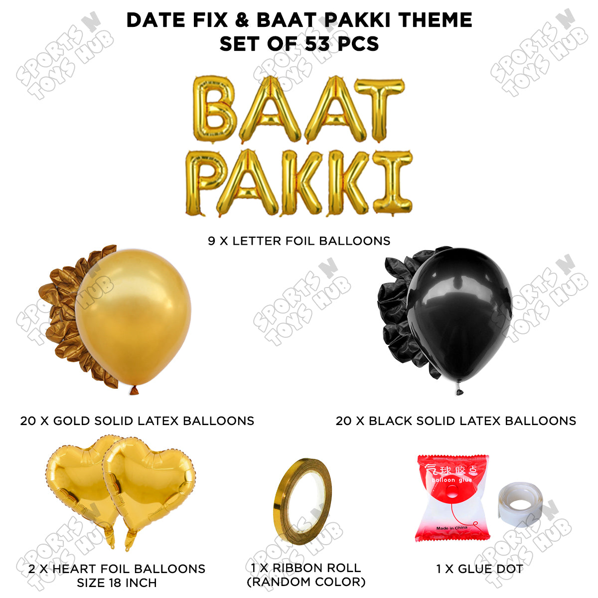 Baat Pakki Foil Letter Theme Collection - Gold