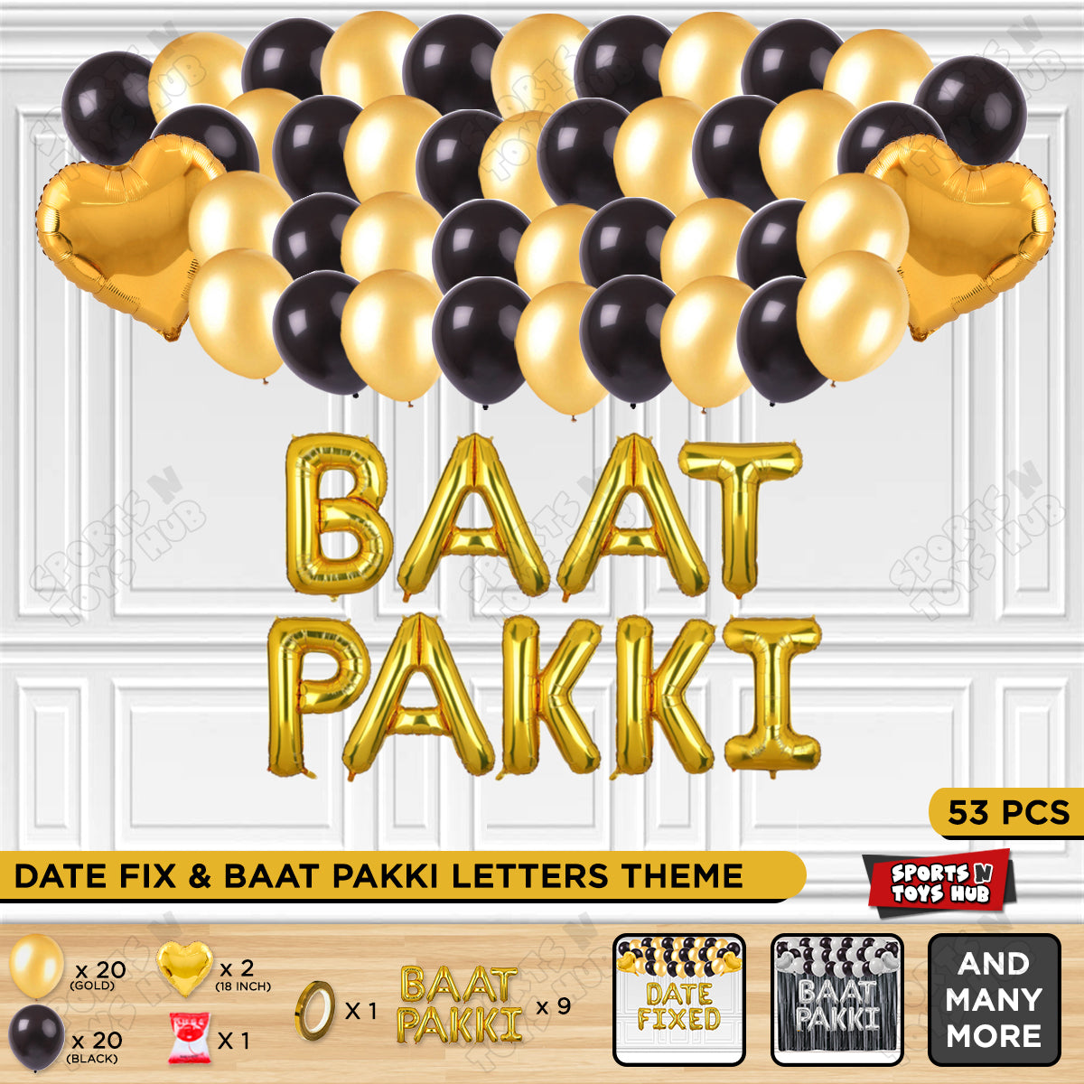 Baat Pakki Foil Letter Theme Collection - Gold