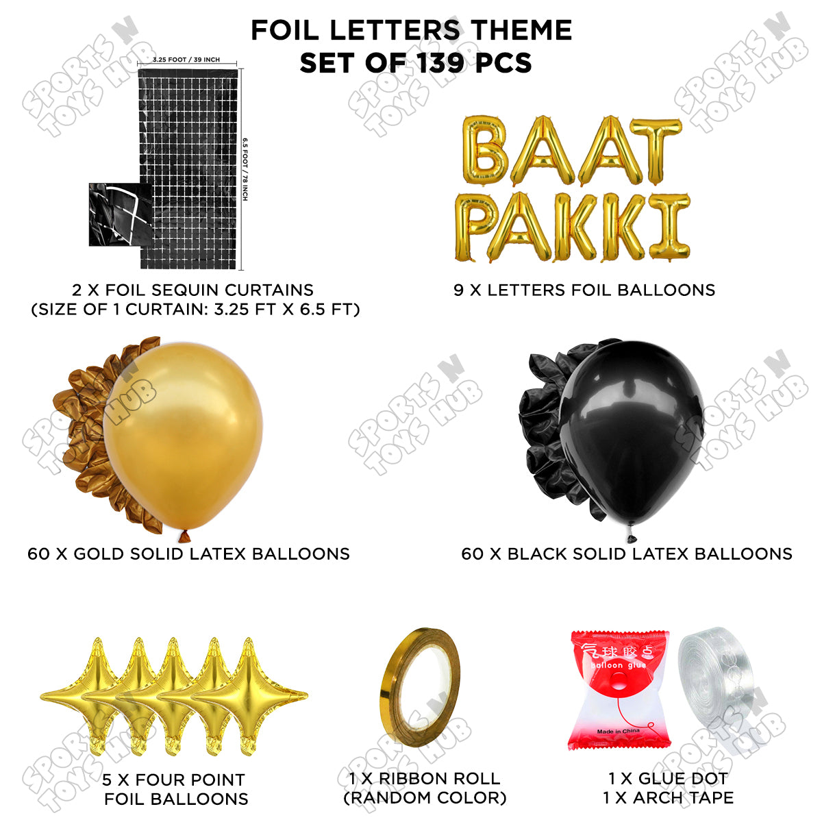 Baat Pakki Foil Letter Theme Collection - Gold