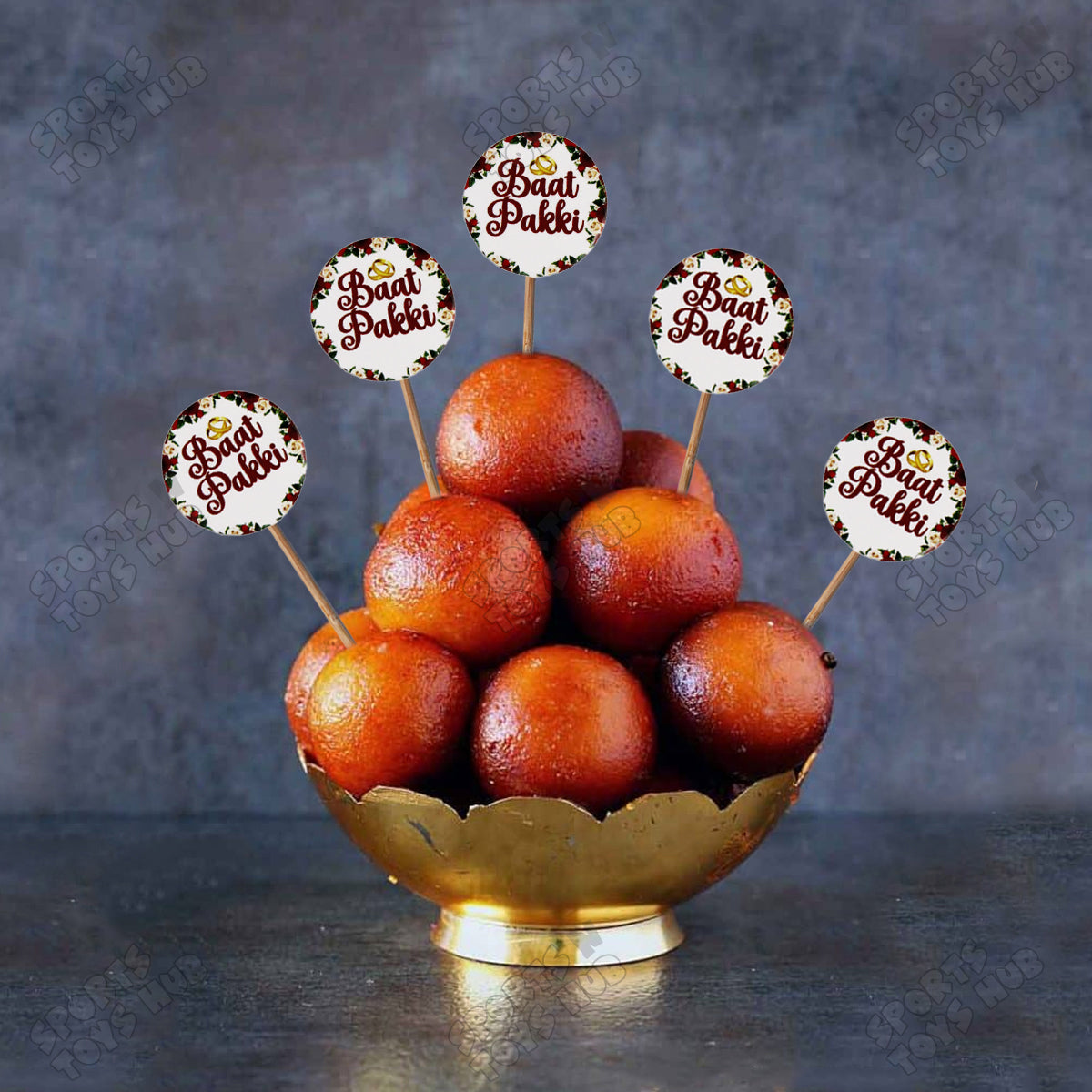 Baat Pakki Flower Print Cup Cake & Sweet Toppers - Pack Of 12