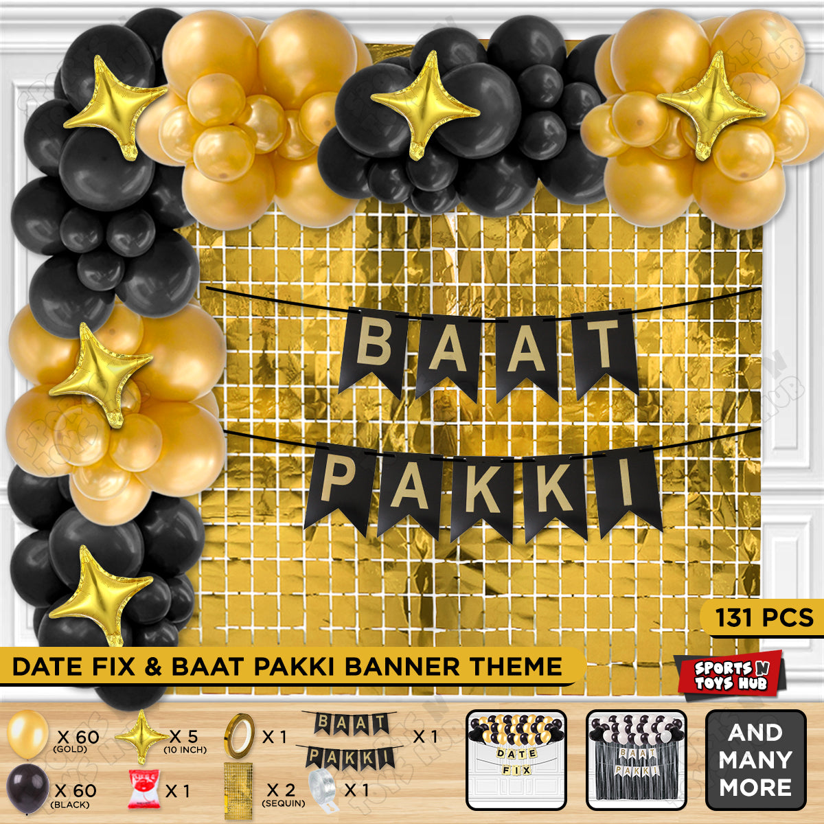 Baat Pakki Card Banner Theme - Black & Gold