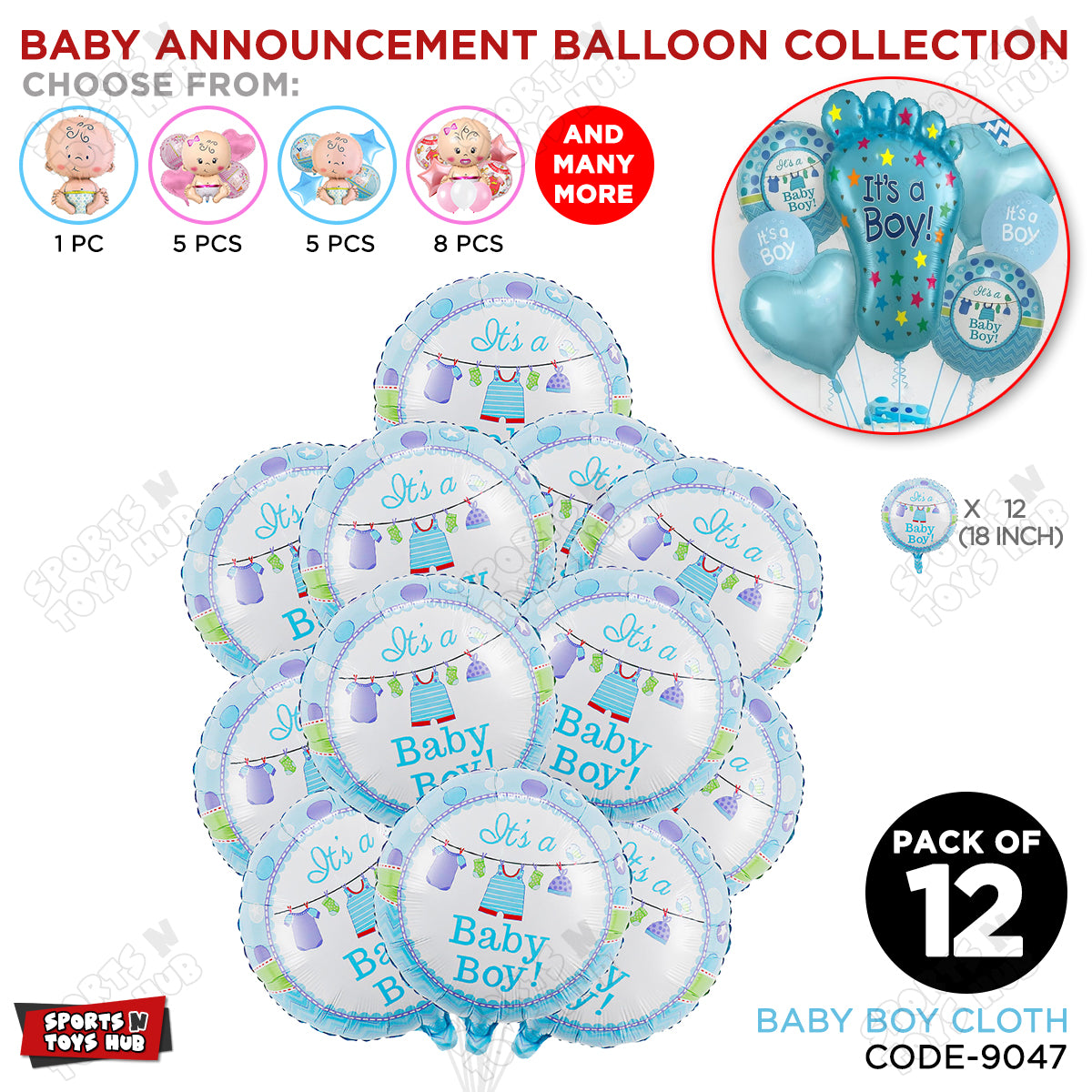 Baby Announcement Baby Boy Cloth Round Foil Balloon