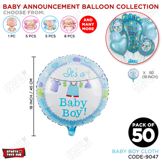 Baby Announcement Baby Boy Cloth Round Foil Balloon