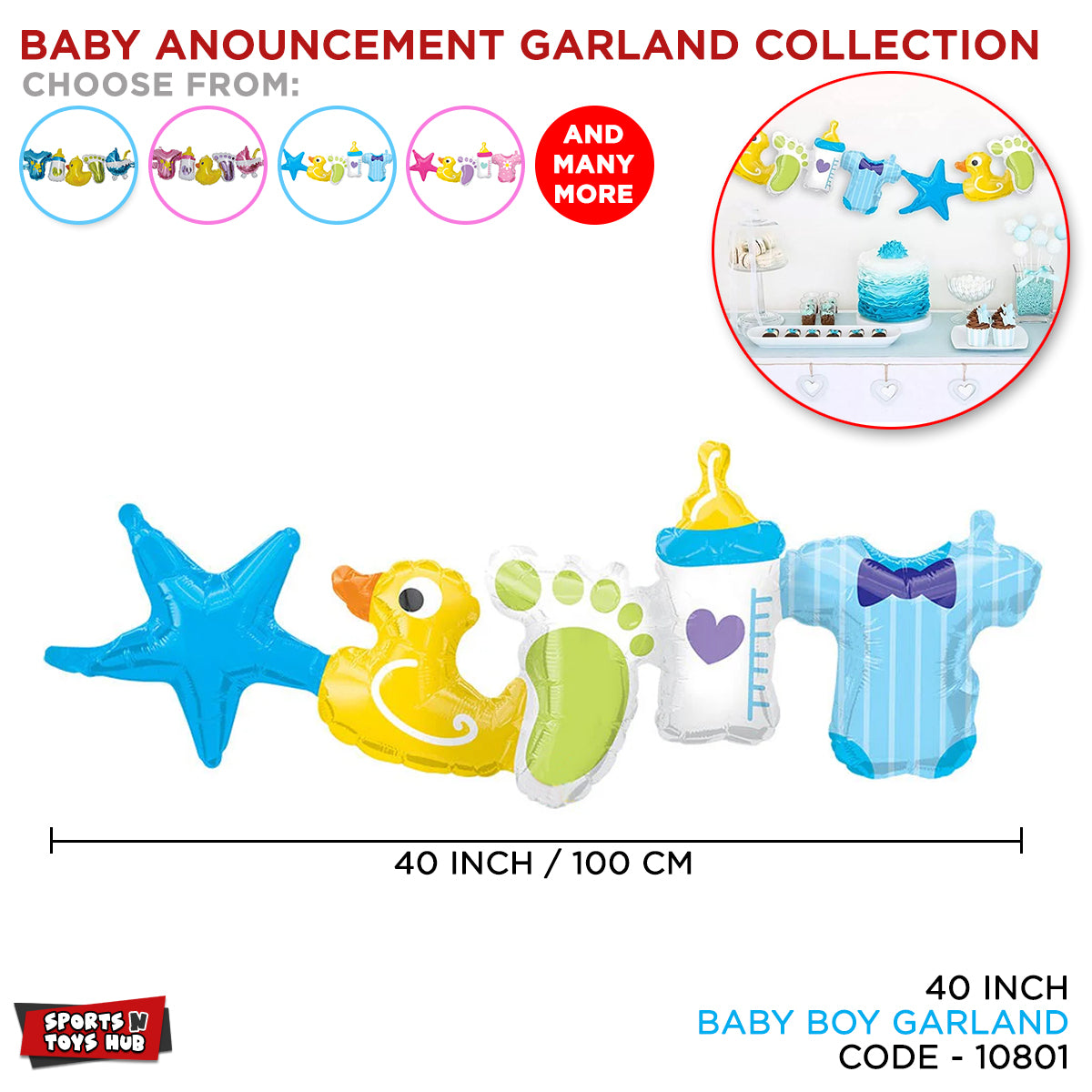 Baby Boy Annoucment Garland Foil Balloon