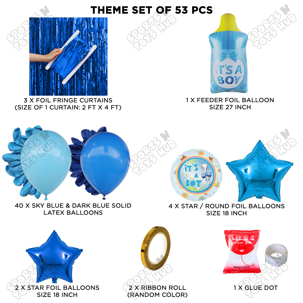 Baby Boy Feeder Foil Balloon Set With Balloon Curtain Theme