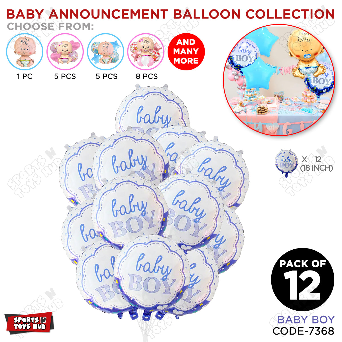 Baby Announcement Baby Boy Round Foil Balloon