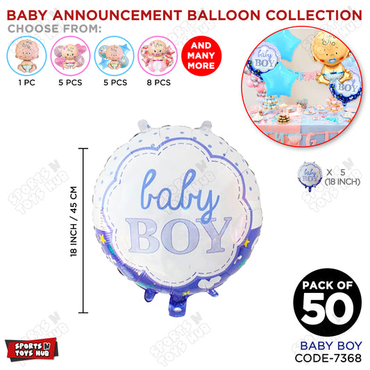Baby Announcement Baby Boy Round Foil Balloon