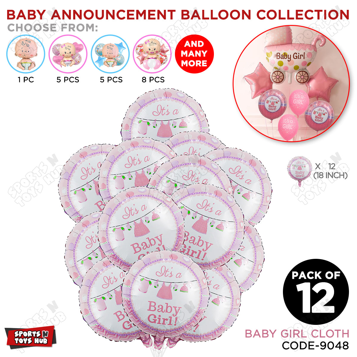 Baby Announcement Baby Girl Cloth Round Foil Balloon