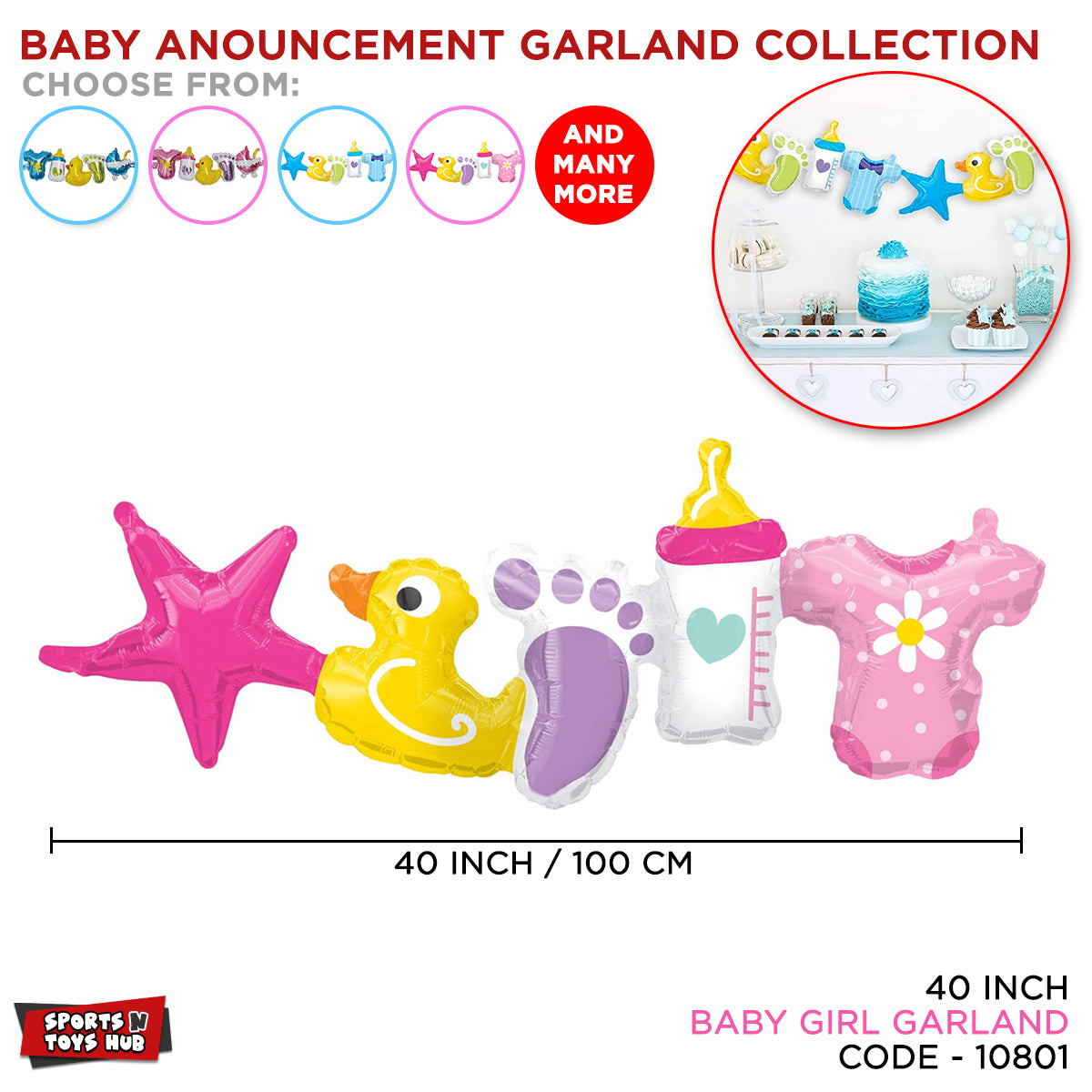 Baby Girl Annoucment Garland Foil Balloon