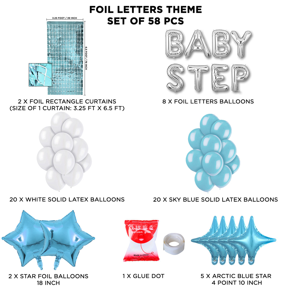 Baby Step Foil Letter Theme With Rectangle Curtain