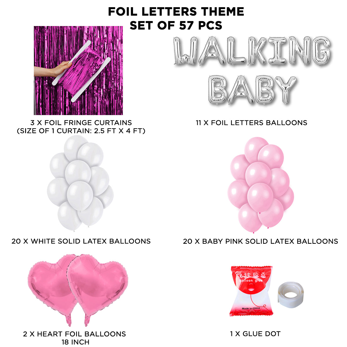 Walking Baby Foil Letter Theme With Curtain