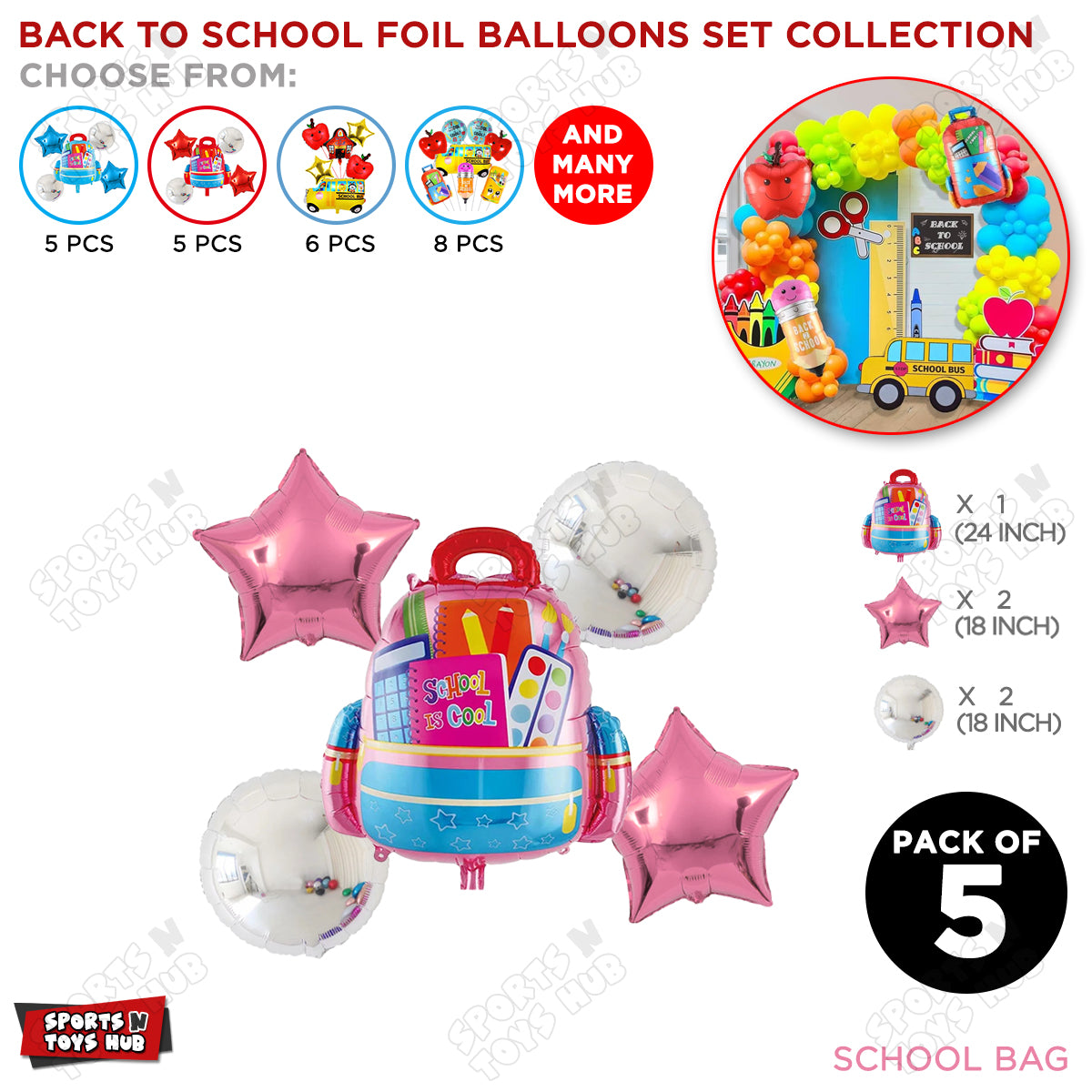 Back To School Foil Balloons Set Collection