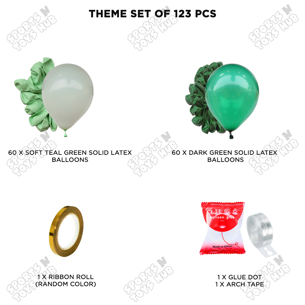 Dark Green & Soft Teal Green - Latex Balloon Arch Kit