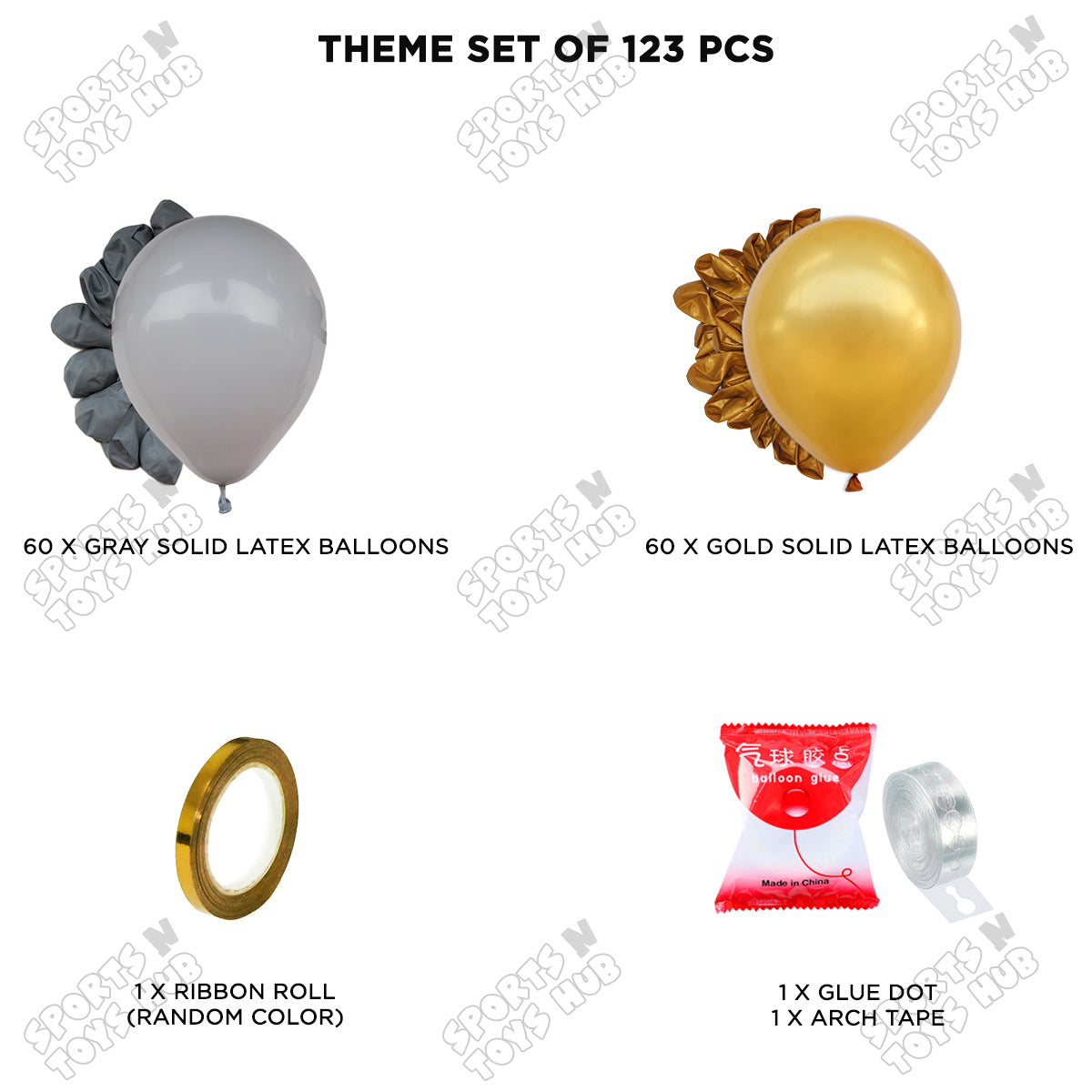 Grey & Gold - Latex Balloon Arch Kit