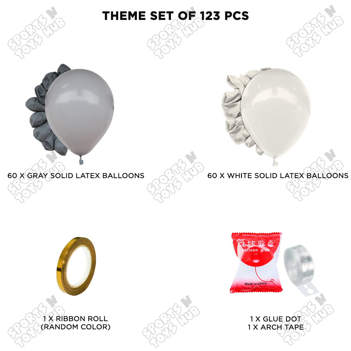 Grey & White - Latex Balloon Arch Kit