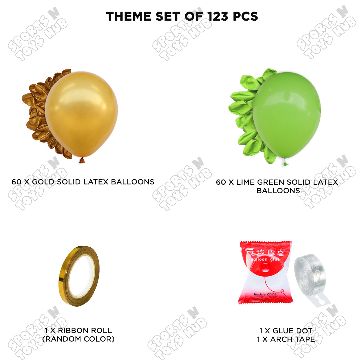 Lime Green & Gold - Latex Balloon Arch Kit