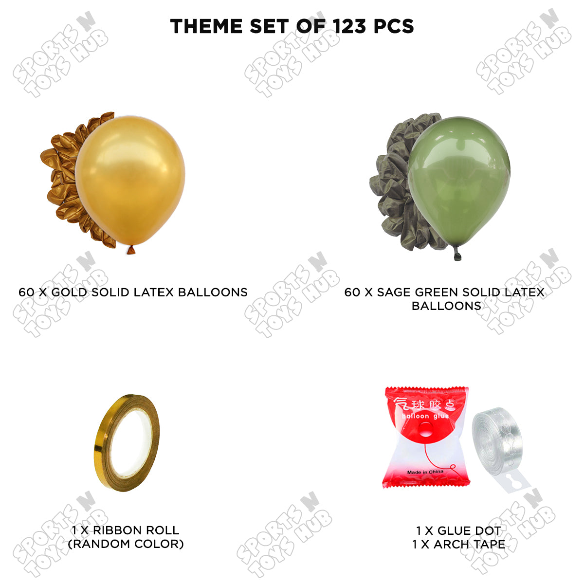 Sage Green & Gold - Latex Balloon Arch Kit