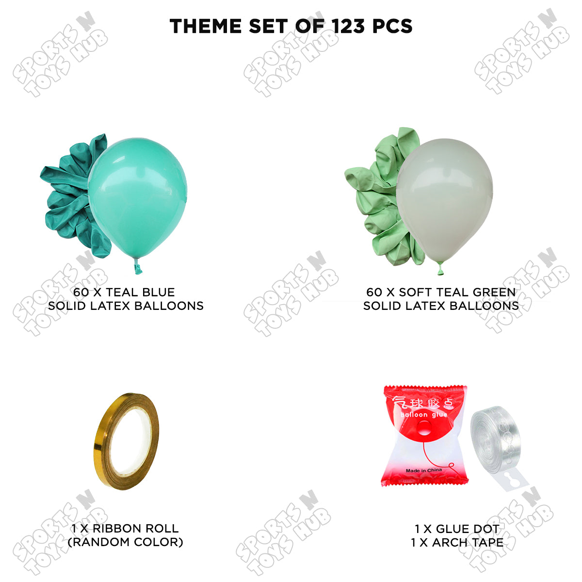 Teal Blue & Soft Teal Green - Latex Balloon Arch Kit