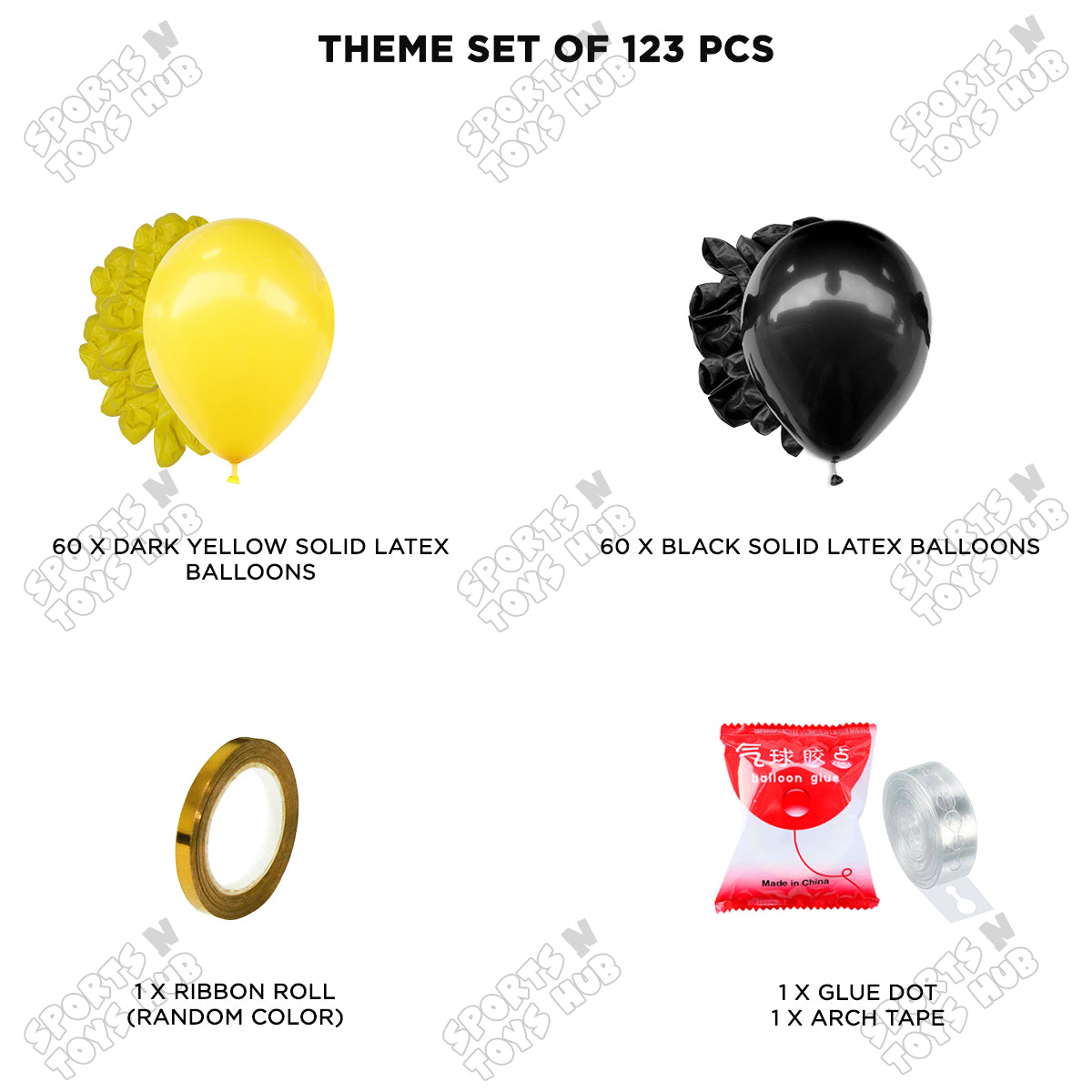 Yellow & Black - Latex Balloon Arch Kit